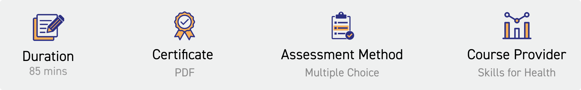 duration: 85 mins. Certificate: pdf. Assessment Method: multiple choice. Course Provider: Skills for Health